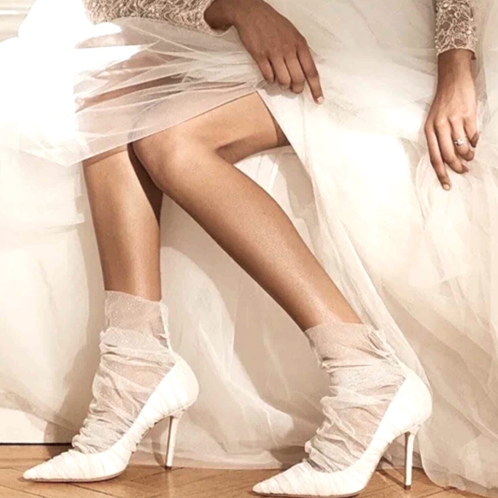 Jimmy Choo Lavish 100/36 Ivory , ✨white and silver ✨